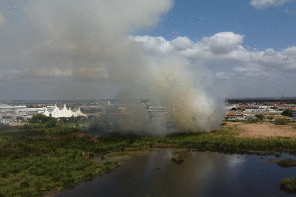 INCÊNDIO NA LAGOA DA BASTIANA PROVOCA CAOS, DESTRÓI VEGETAÇÃO E COLOCA TRÂNSITO EM RISCO